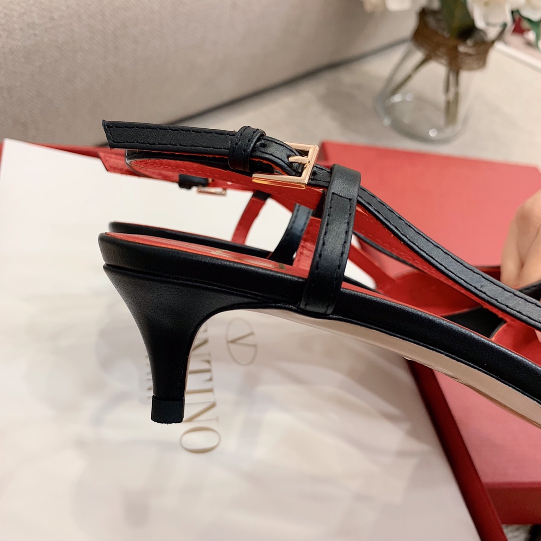 【Valentino】Valentino highest version of kitten heel sandals custom original top calfskin