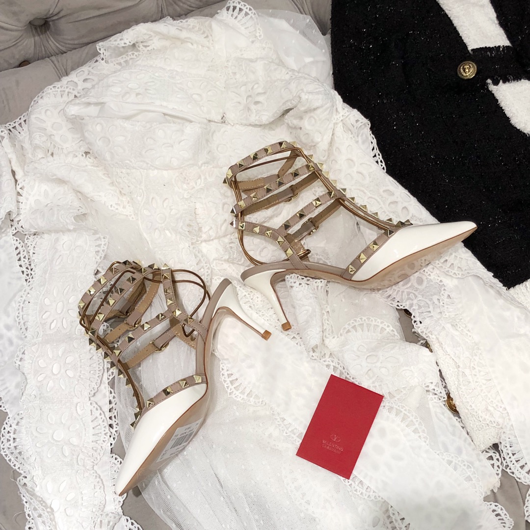 【Valentino】Valentino Valentino top version white patent leather 3 with 6.5cm high heels