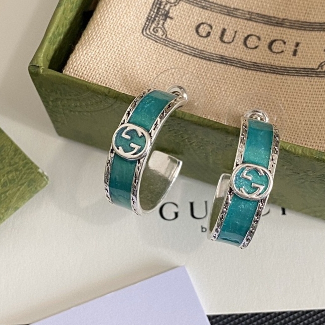 𝐆𝐮𝐜𝐜𝐢 star aquamarine hoop earrings