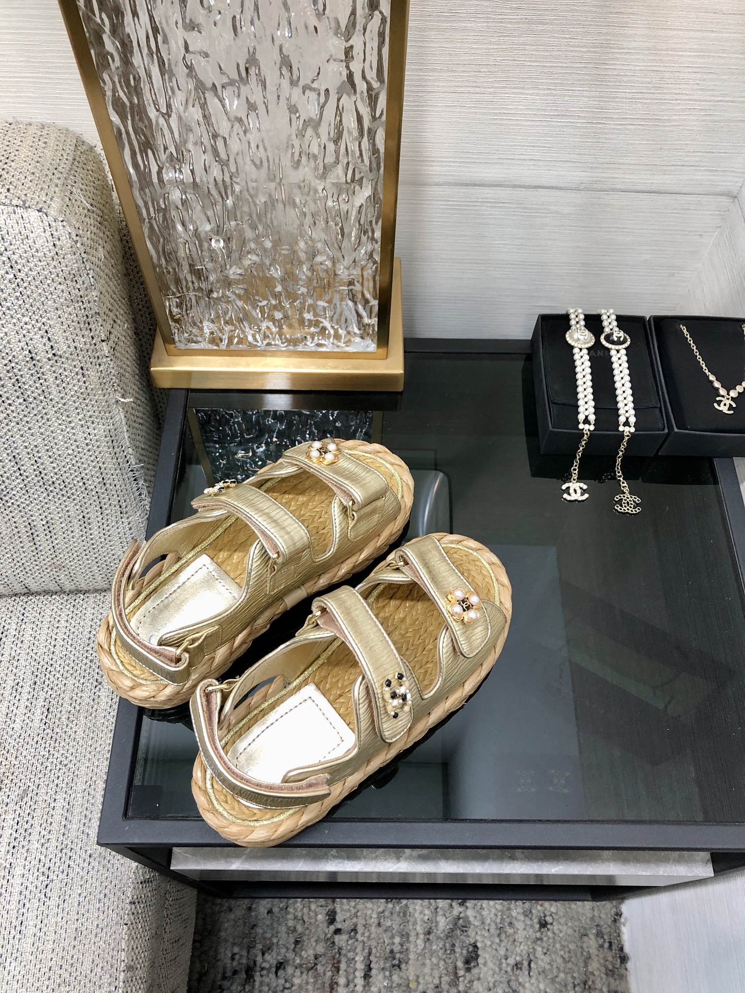 CHANEL 2023 spring and summer latest woven velcro sandals Japan imported woven materials