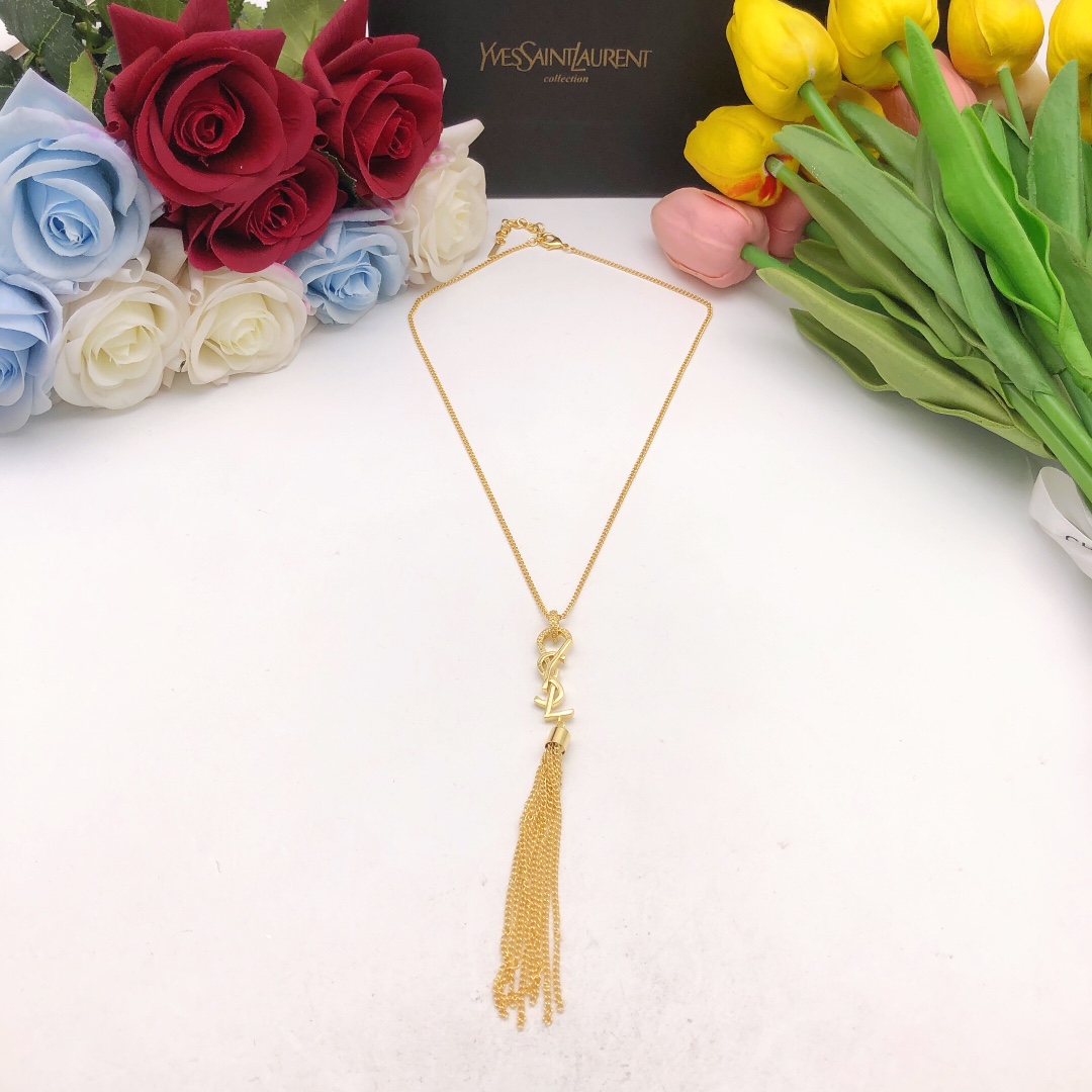 Saint Laurent YSL monogrammed tassel necklace