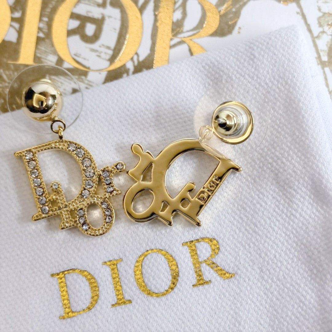 Dior fashion crystal diamond tassel full diamond logo letter stud earrings