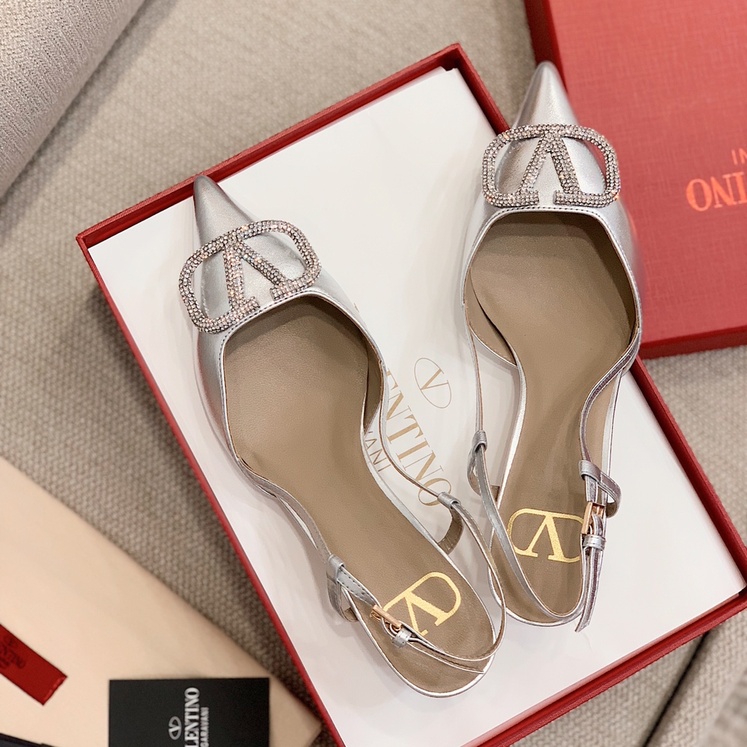 【Valentino】Valentino highest version of kitten heel sandals custom original top calfskin