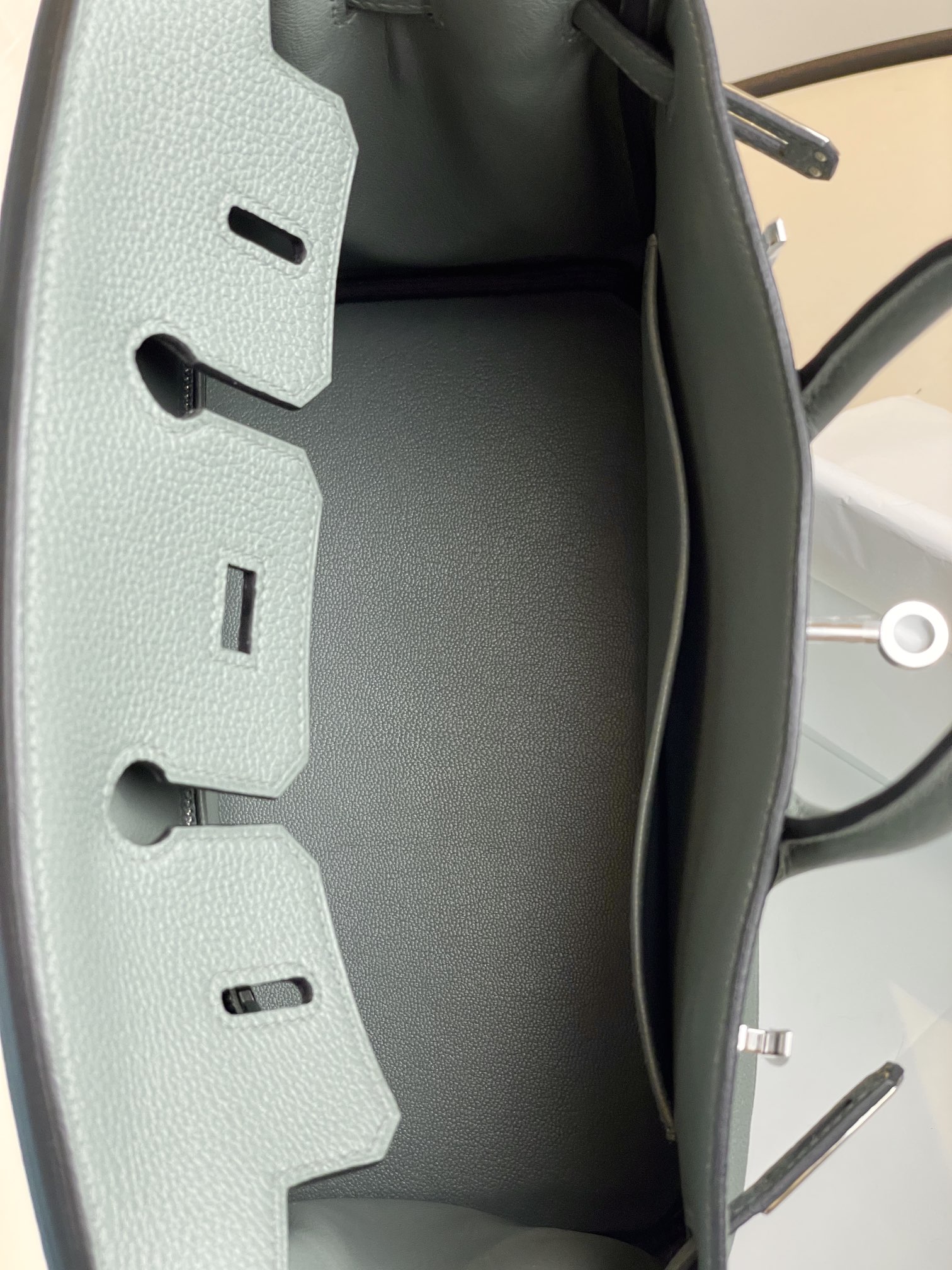 Birkin25 almond green togo leather silver buckle