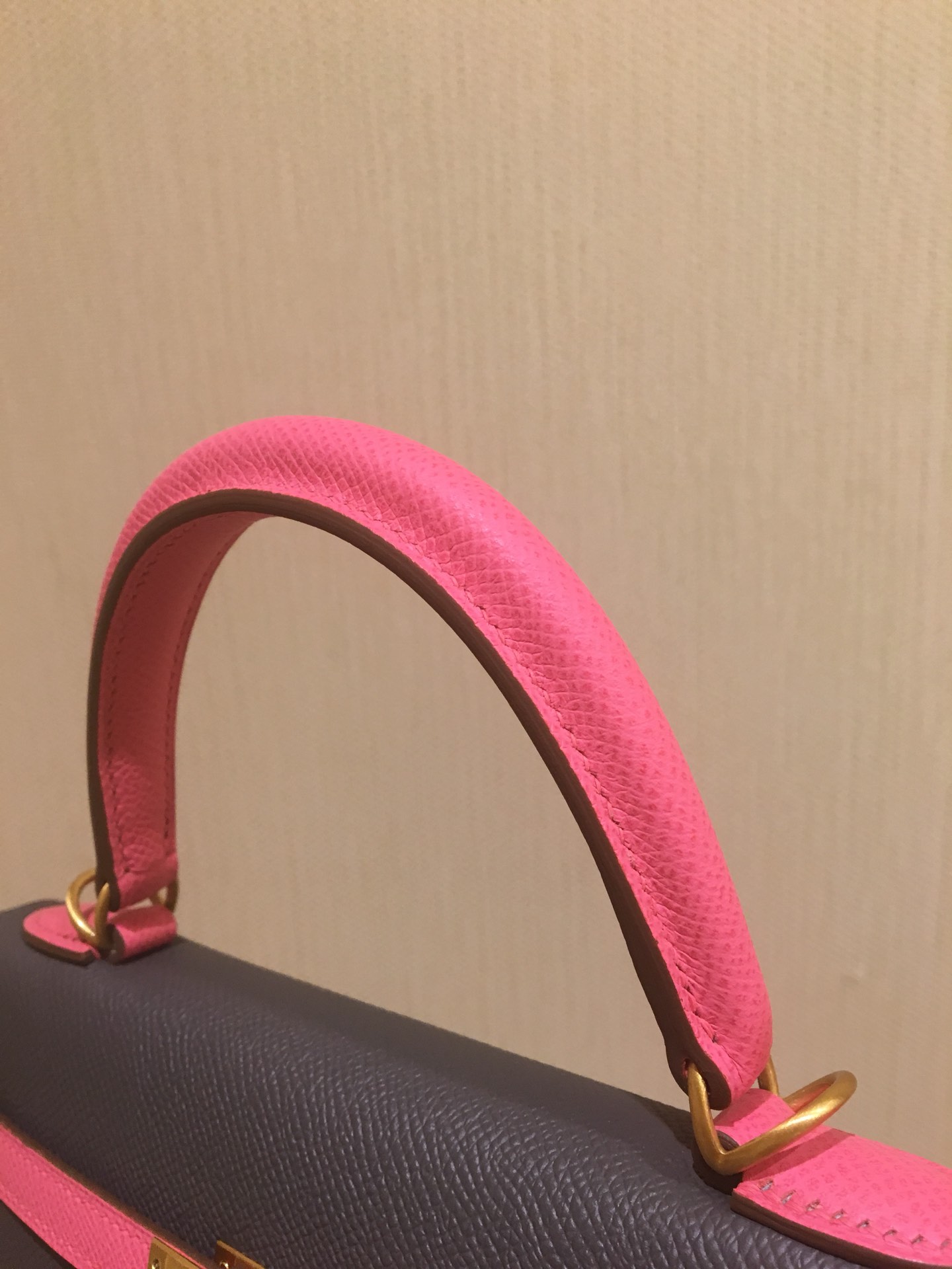 Kelly25cm gold epsom leather tinware gray lipstick powder