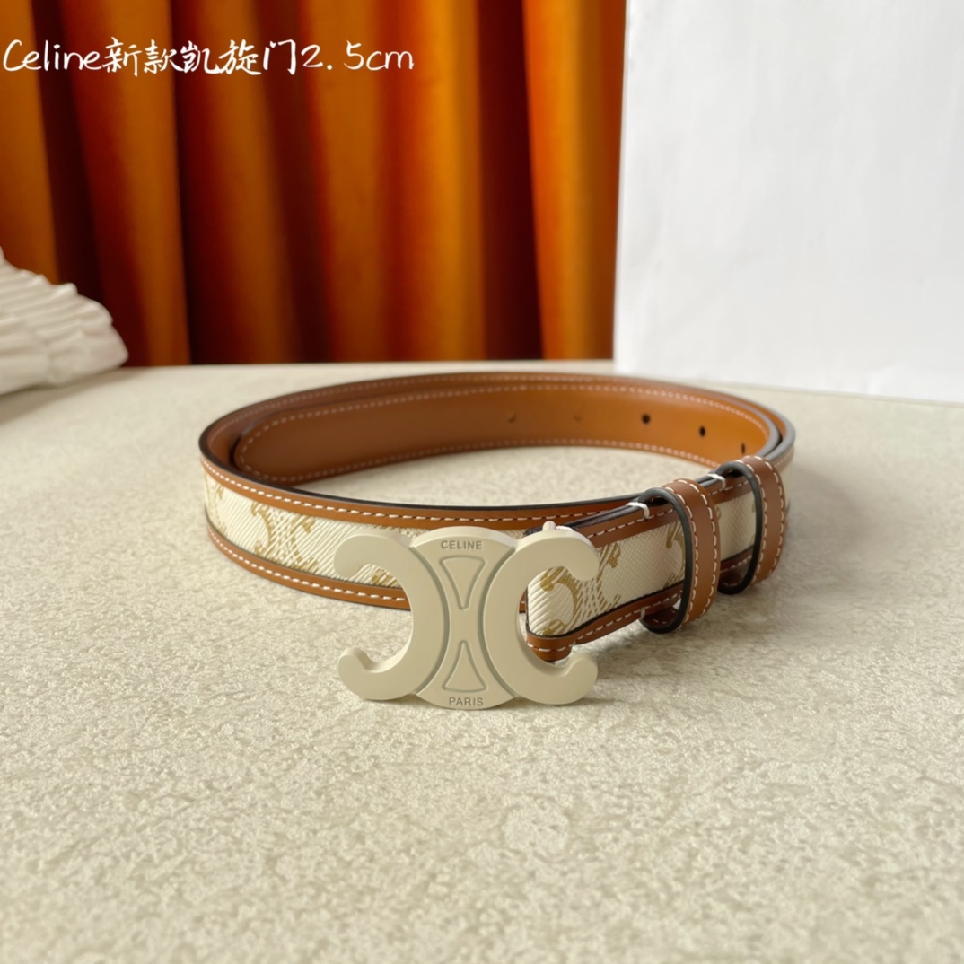 CELINE new leather Arc de Triomphe buckle ladies belt