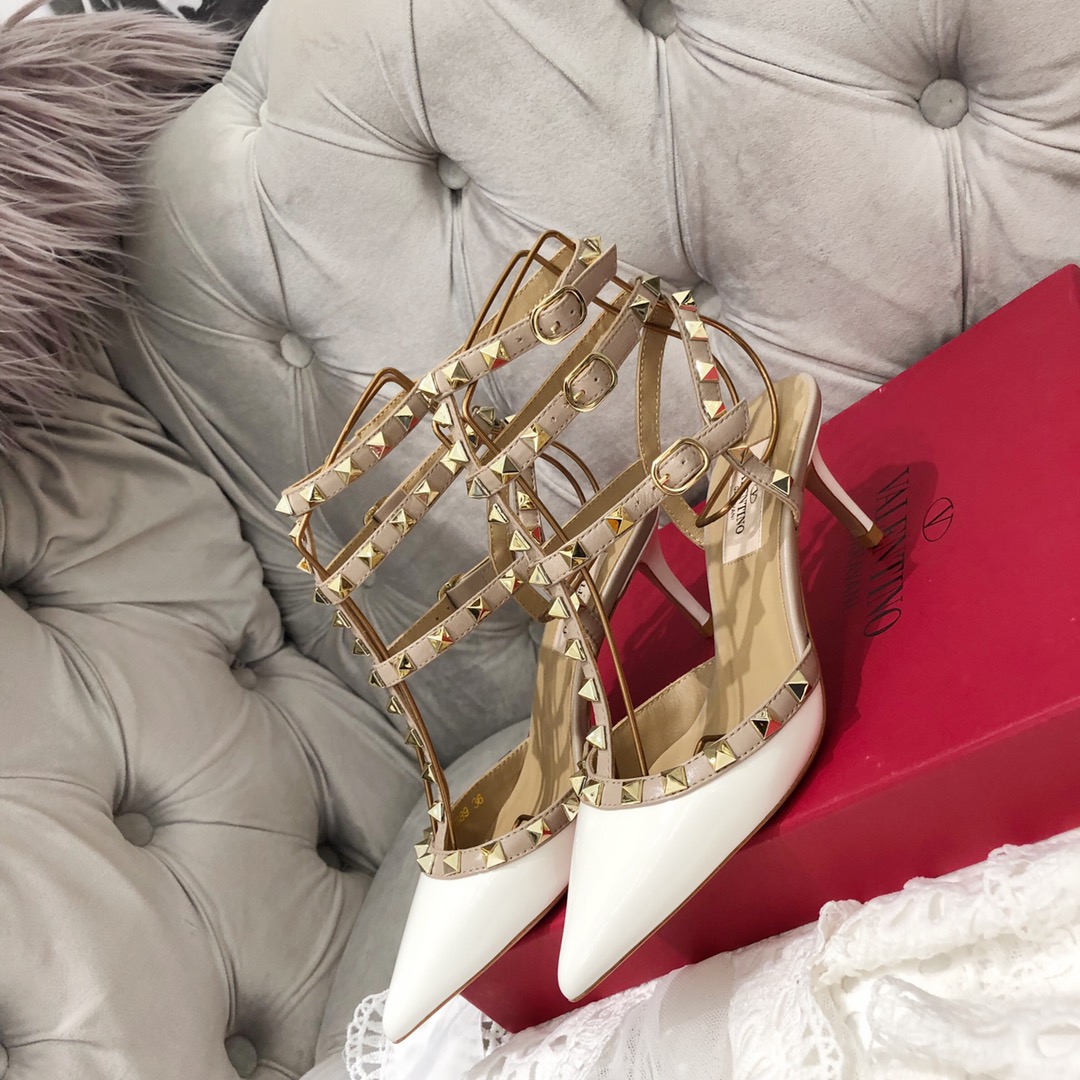 【Valentino】Valentino Valentino top version white patent leather 3 with 6.5cm high heels