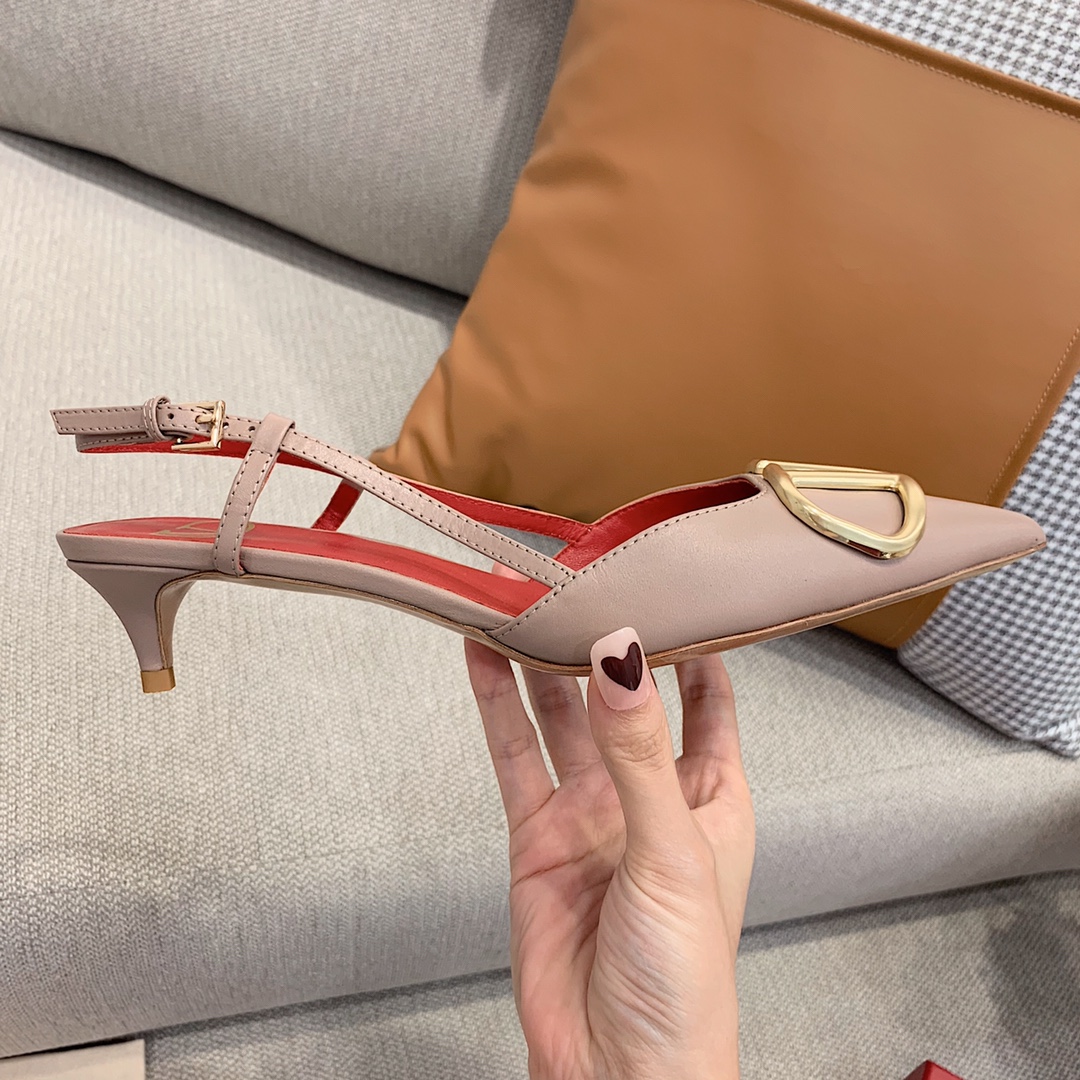 【Valentino】Valentino highest version of kitten heel sandals custom original top calfskin