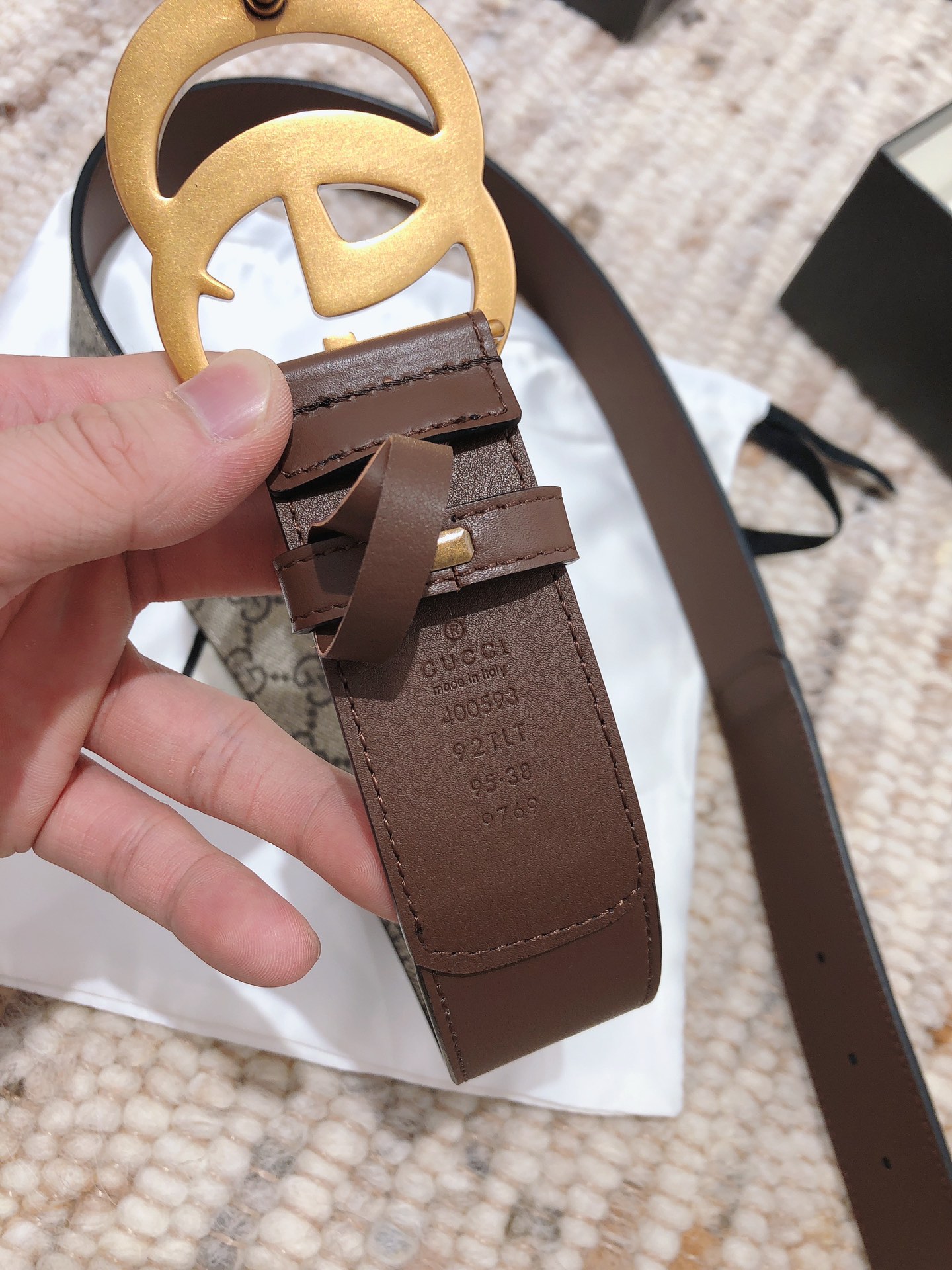 GUCCI double G buckle advanced artificial canvas belt