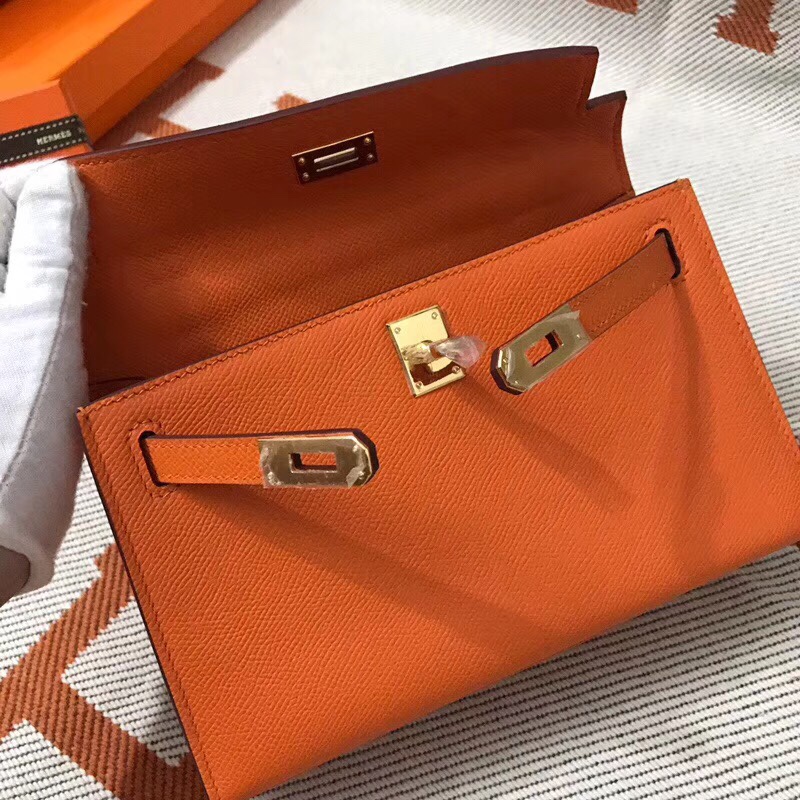 Minikelly Epsom Palm Leather Orange