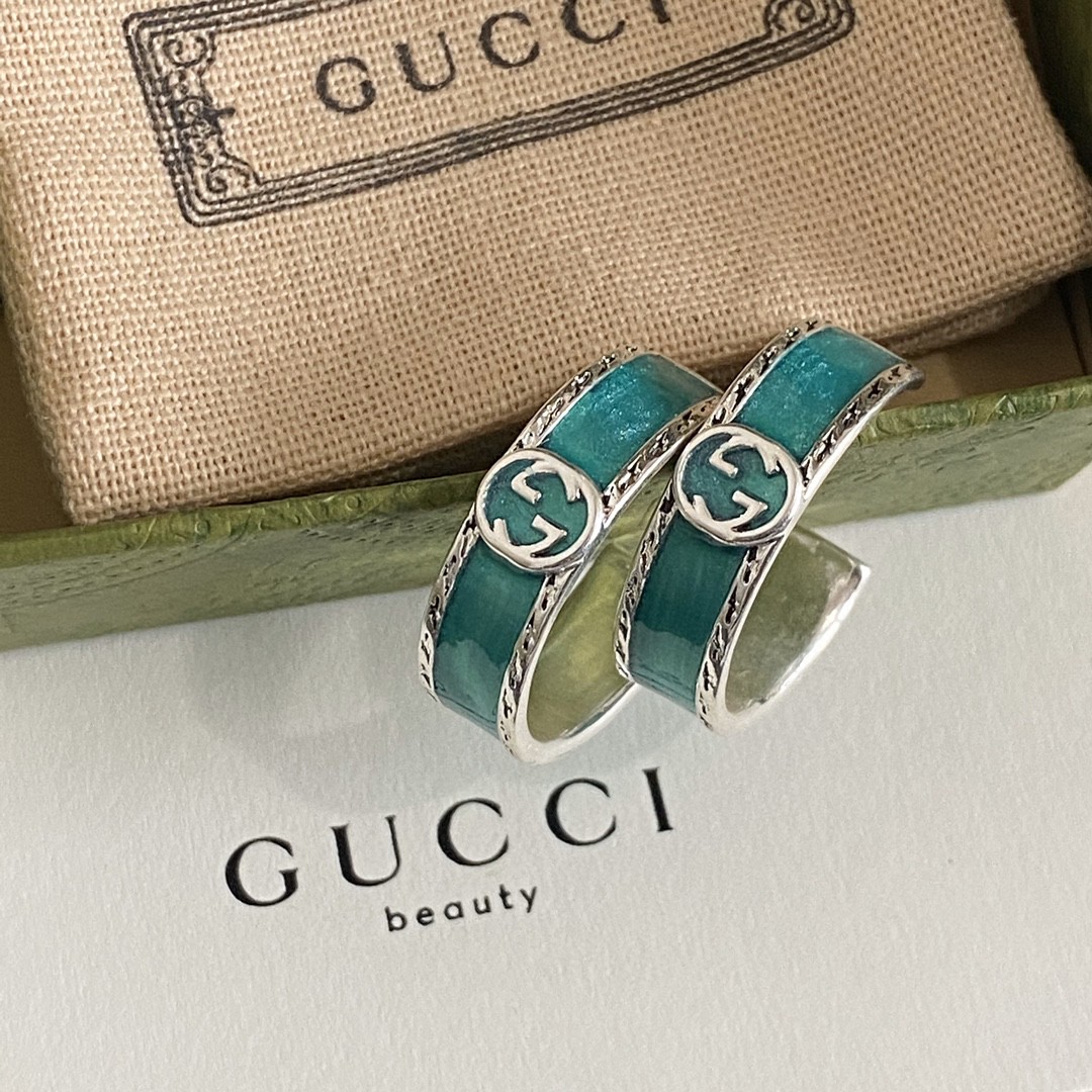 𝐆𝐮𝐜𝐜𝐢 star aquamarine hoop earrings