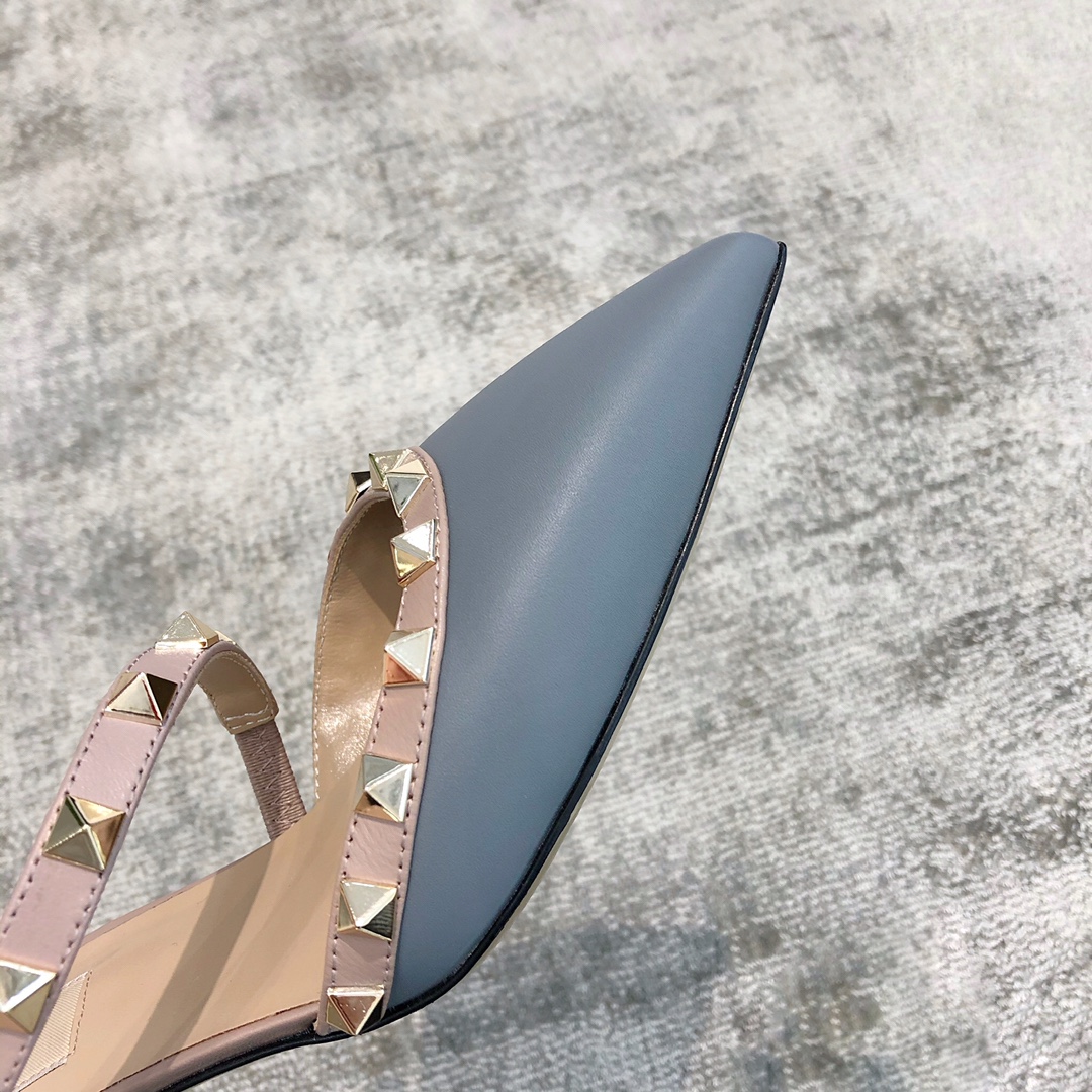 Valentino VT Collection One Strap Slant Heel Drag 6.5CM Haze Blue