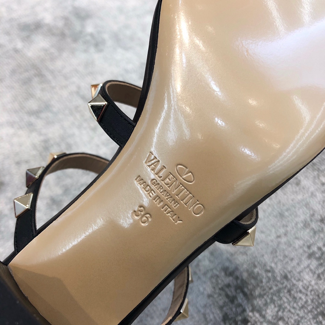 Valentino VT Collection Triple Strap Chunky Heel 6cm Black