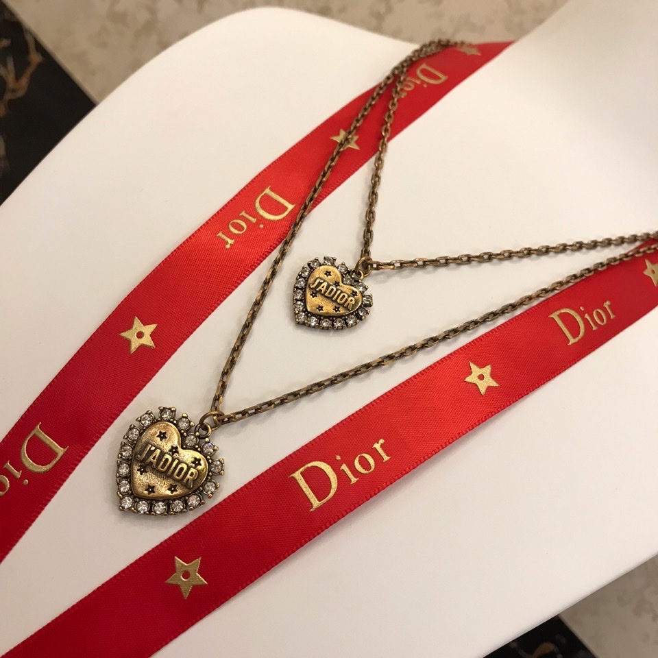 Dior jadior heart rhinestone clavicle chain
