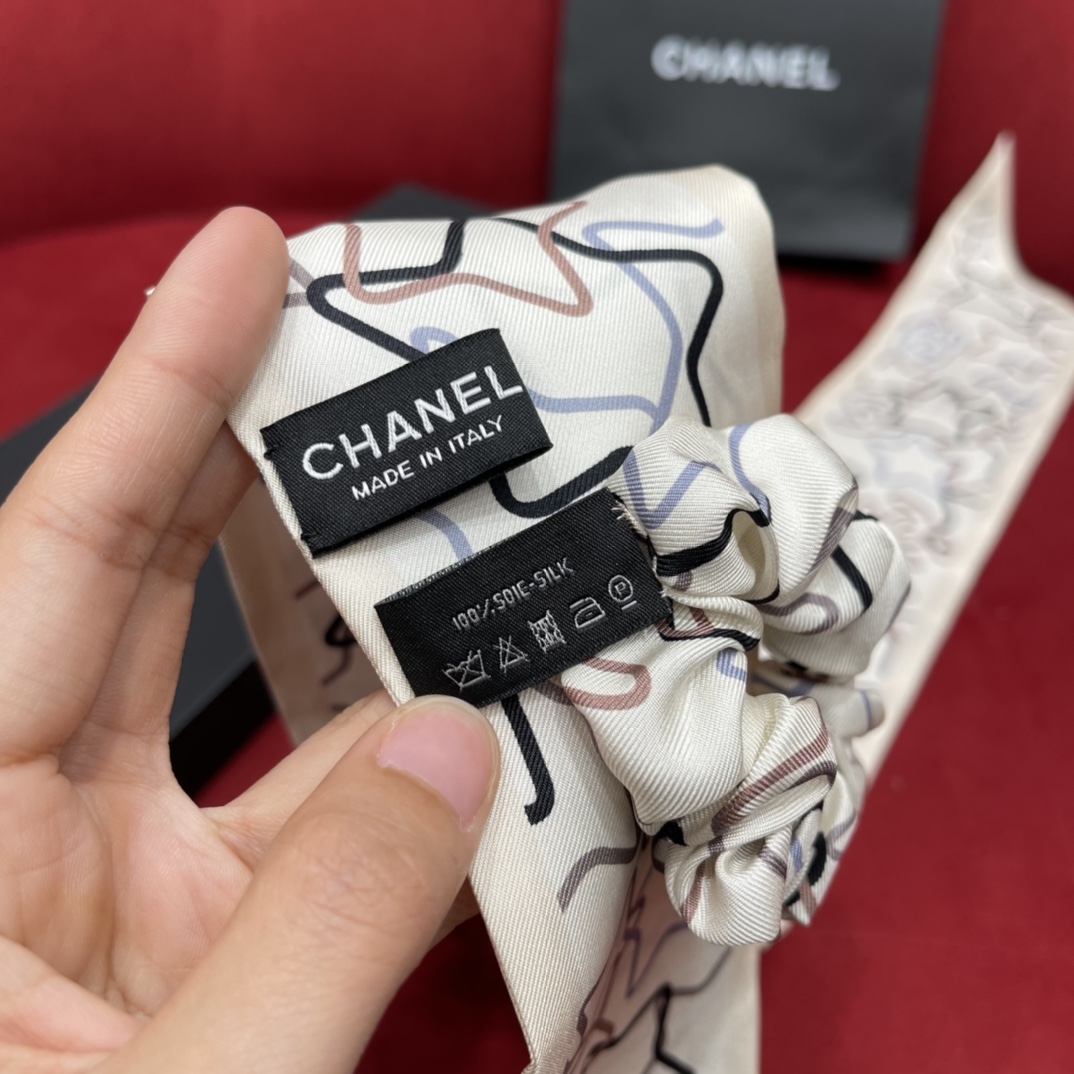 𝐂𝐡𝐚𝐧𝐞𝐥 Ribbon star combination hair tie 100% mulberry silk fabric