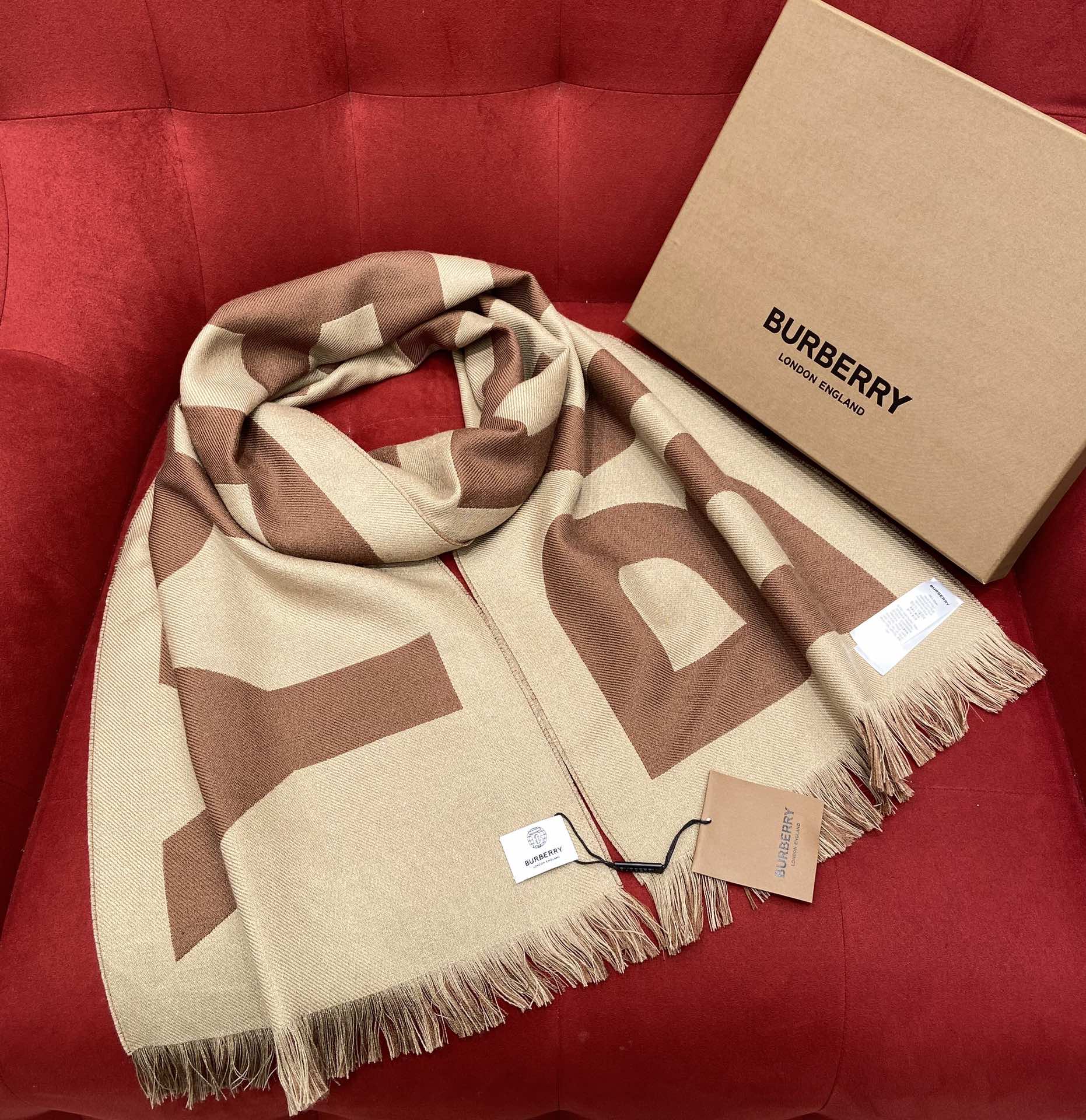 Burberry Classic Monogram Scarf 100% Wool