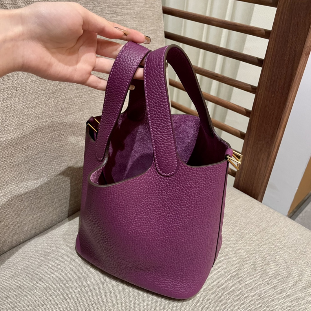 picotin18, P9 sea anemone purple, handmade, French TC leather