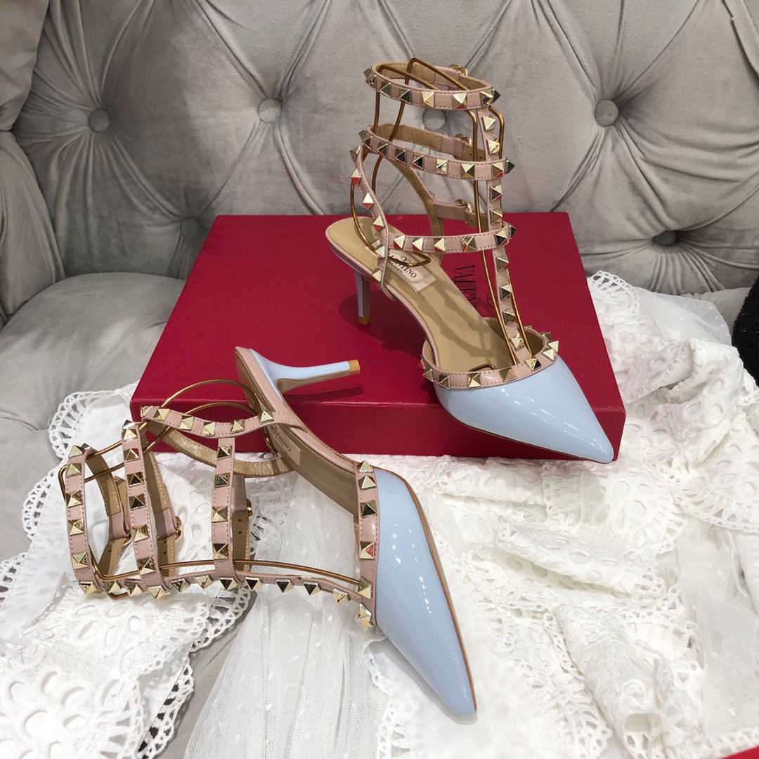 【Valentino】Valentino Valentino top version blue patent leather 3 with 6.5cm high heels