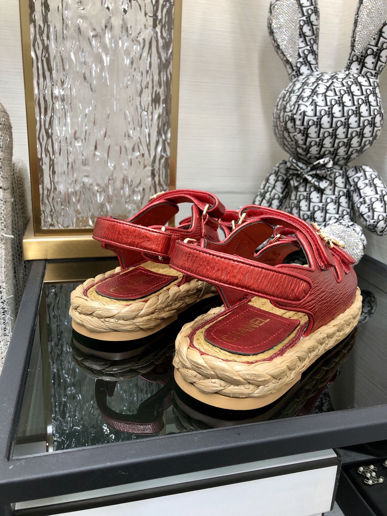 CHANEL 2023 spring and summer latest woven velcro sandals Japan imported woven materials