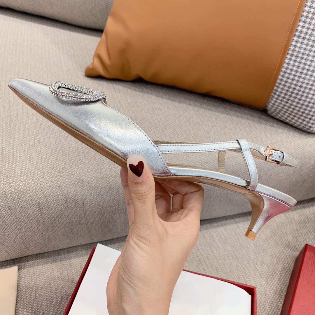 【Valentino】Valentino highest version of kitten heel sandals custom original top calfskin