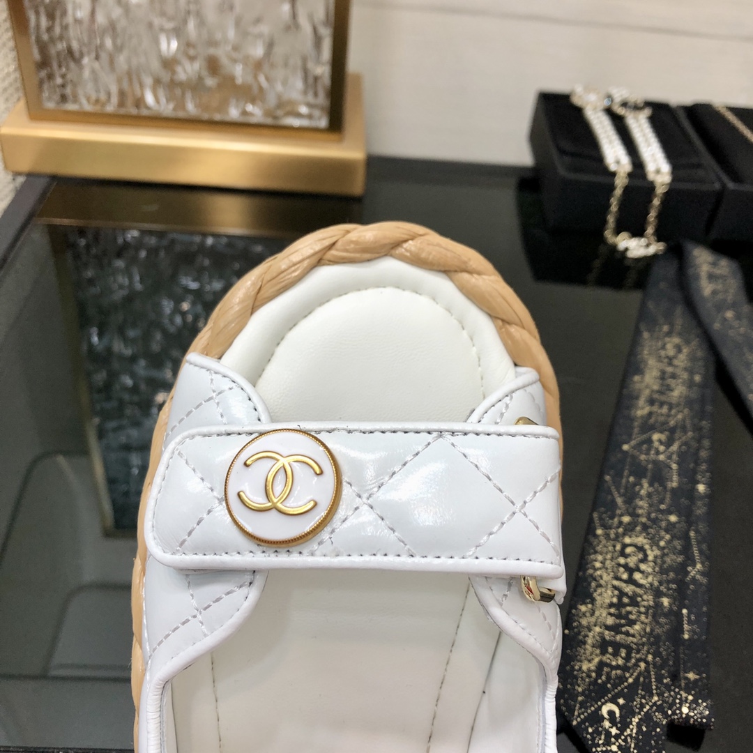 CHANEL 2023 spring and summer latest woven velcro sandals Japan imported woven materials