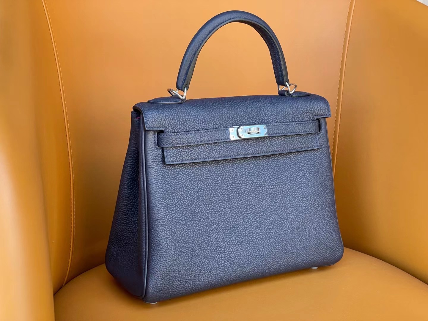 Kelly25 Midnight Blue Togo with Rose Purple