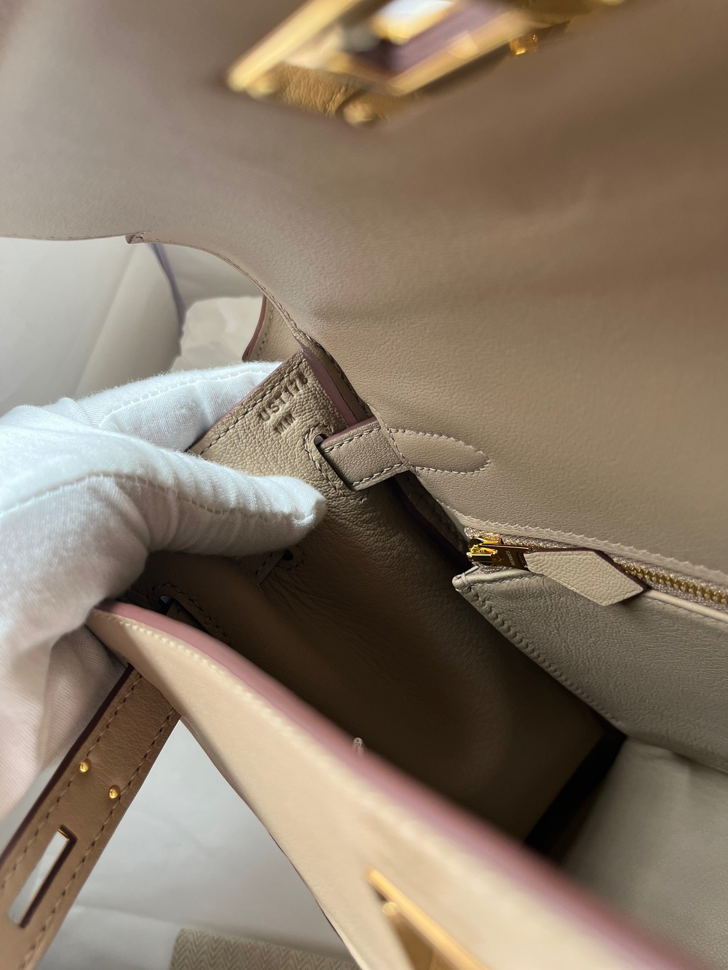 Kelly Lakis 28cm S2 trench coat gray gold buckle Imported swift leather hand-sewn wax thread