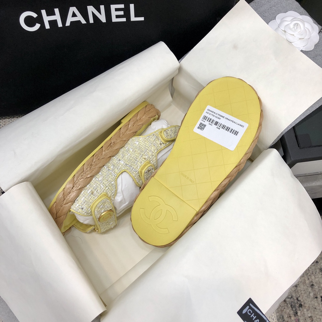 CHANEL 2023 spring and summer latest woven velcro sandals Japan imported woven materials
