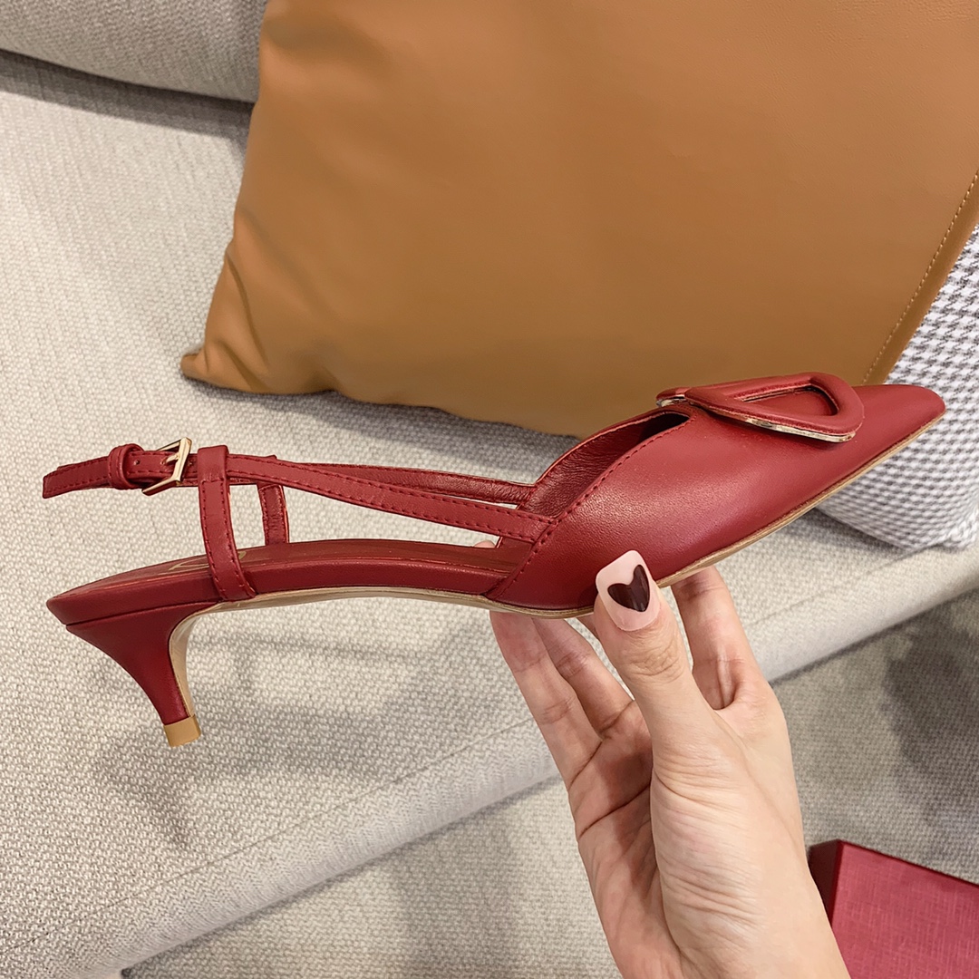 【Valentino】Valentino highest version of kitten heel sandals custom original top calfskin