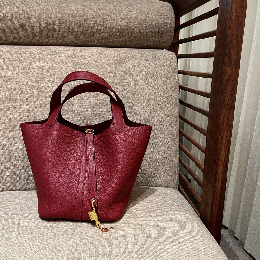 picotin18, K1 garnet red, handmade, French TC leather