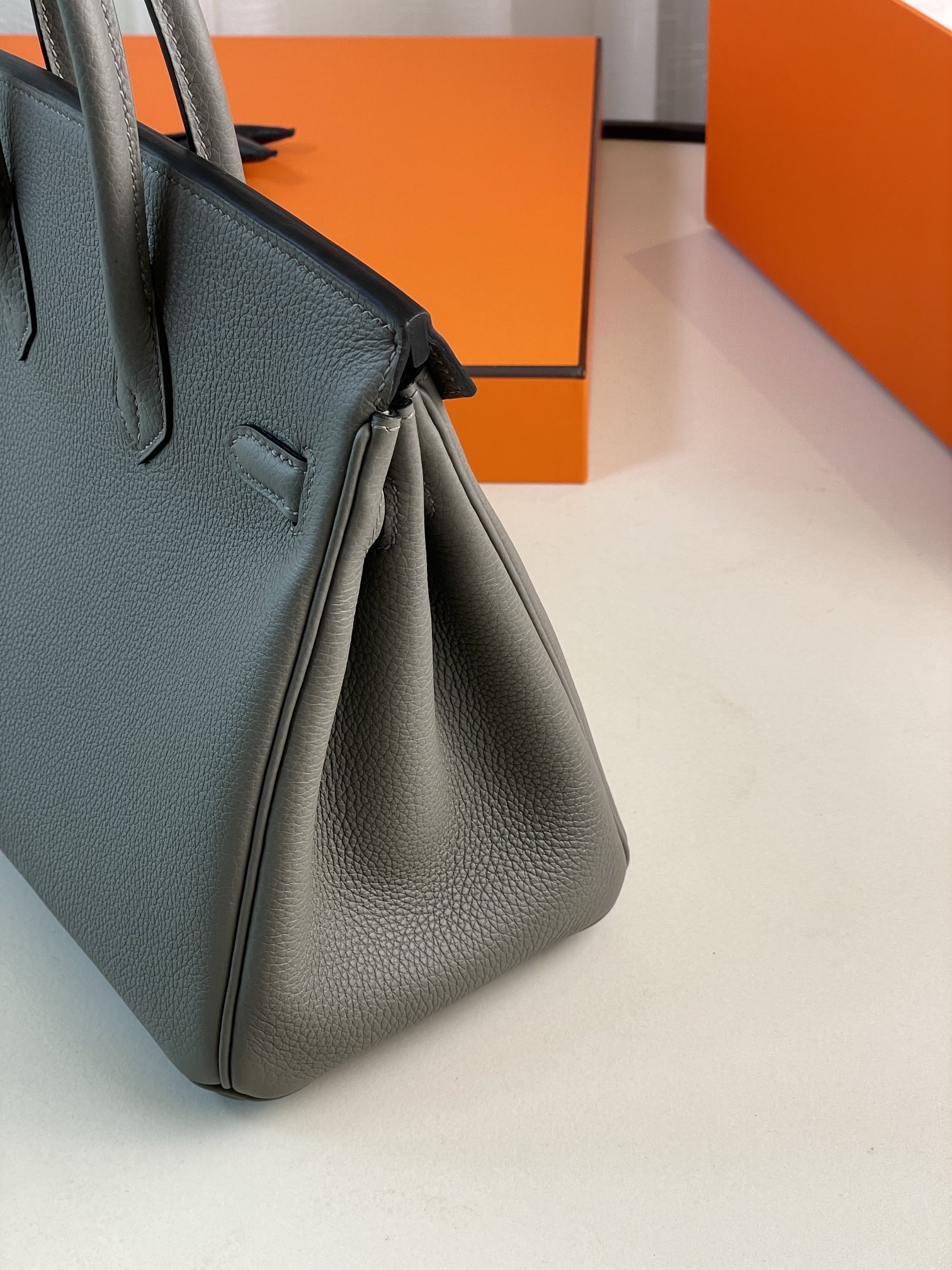 Birkin25 togo Pi Ji Yu Yun Grey Silver Buckle