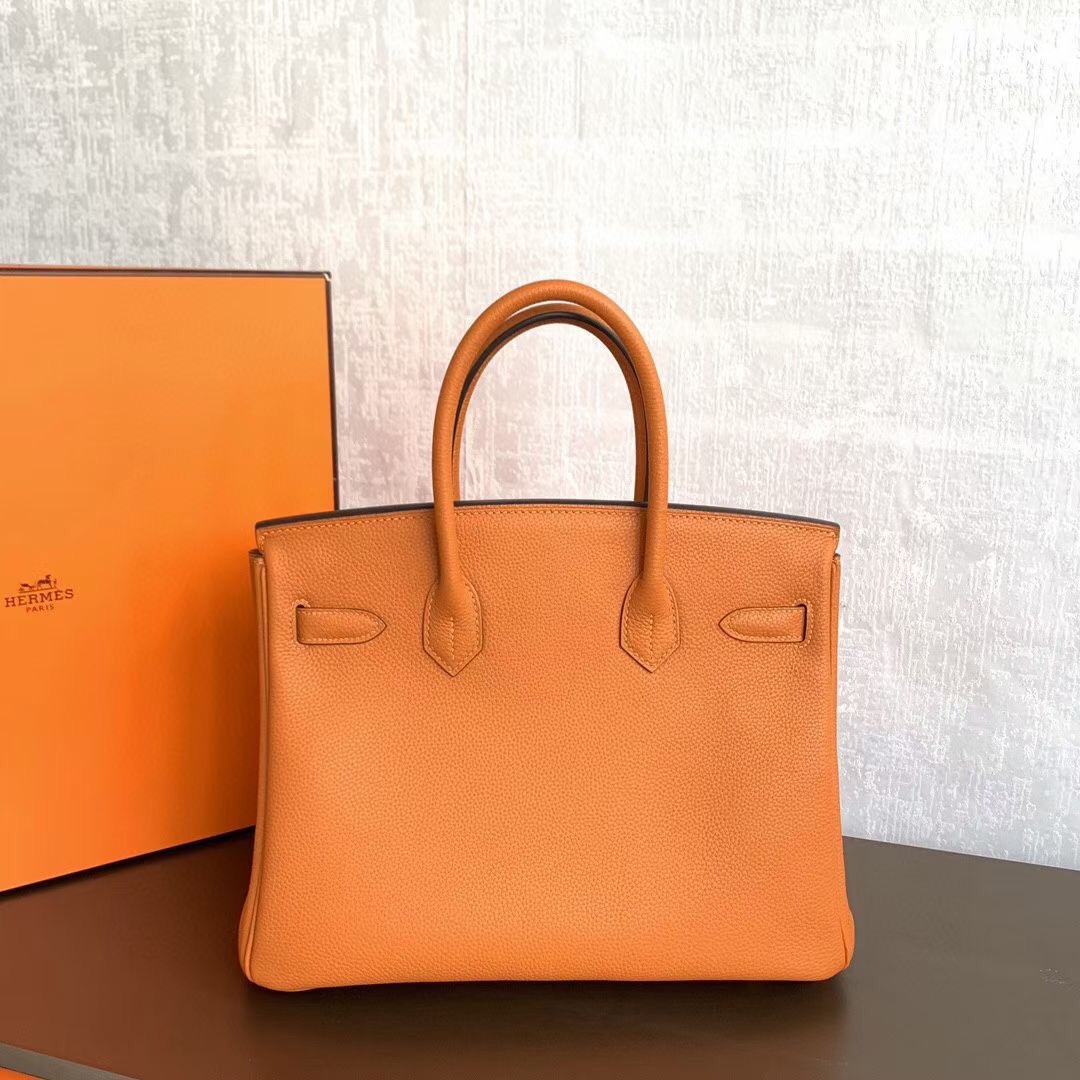 Birkin 30cm orange gold buckle Imported Togo leather Beeswax thread stitching