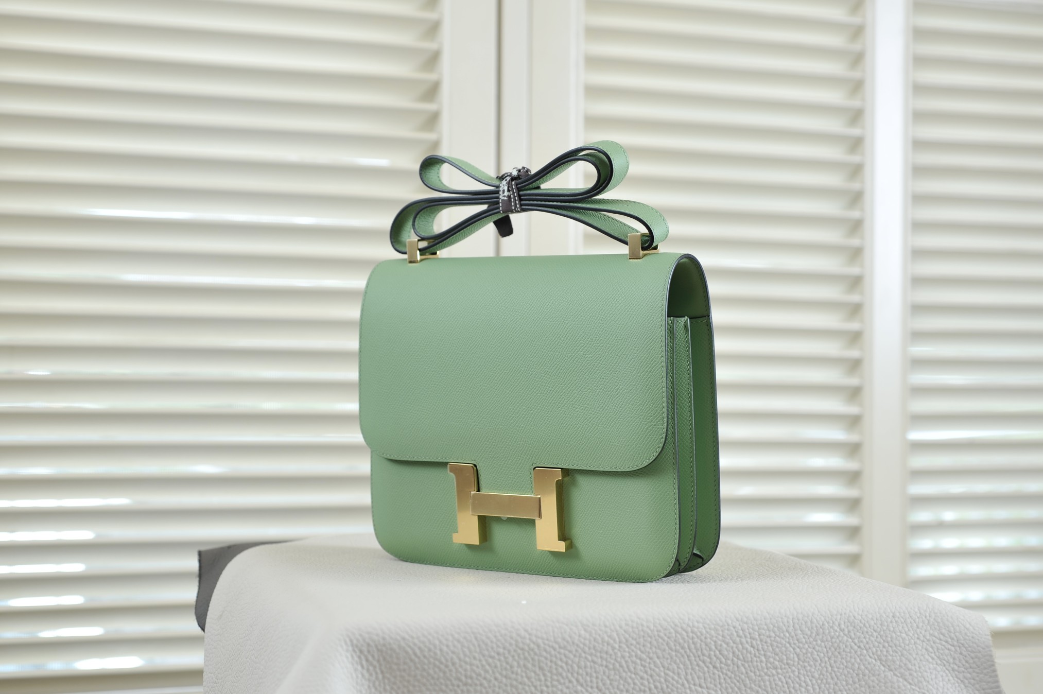 Kangkang 24 avocado green gold buckle epsom leather