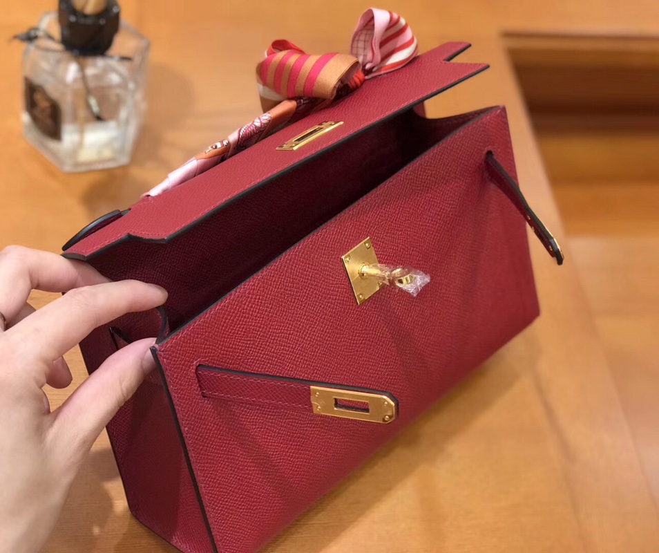 Minikelly Epsom Palm Leather Garnet Red