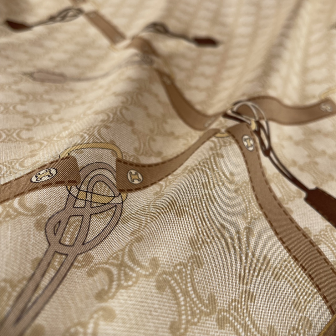 𝐂𝐞𝐥𝐢𝐧𝐞 Retro-style Arc de Triomphe element scarf 100% silk