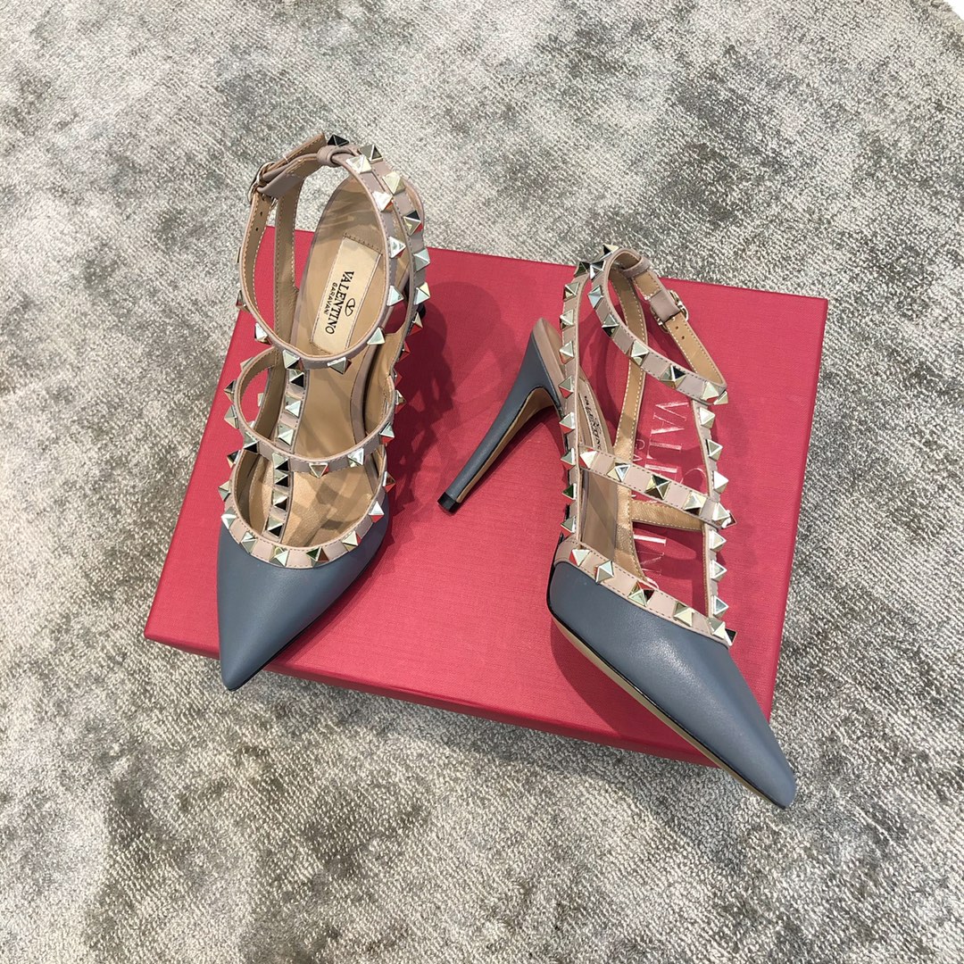 Valentino VT Collection Two Strap Mid Heel 10cm Haze Blue