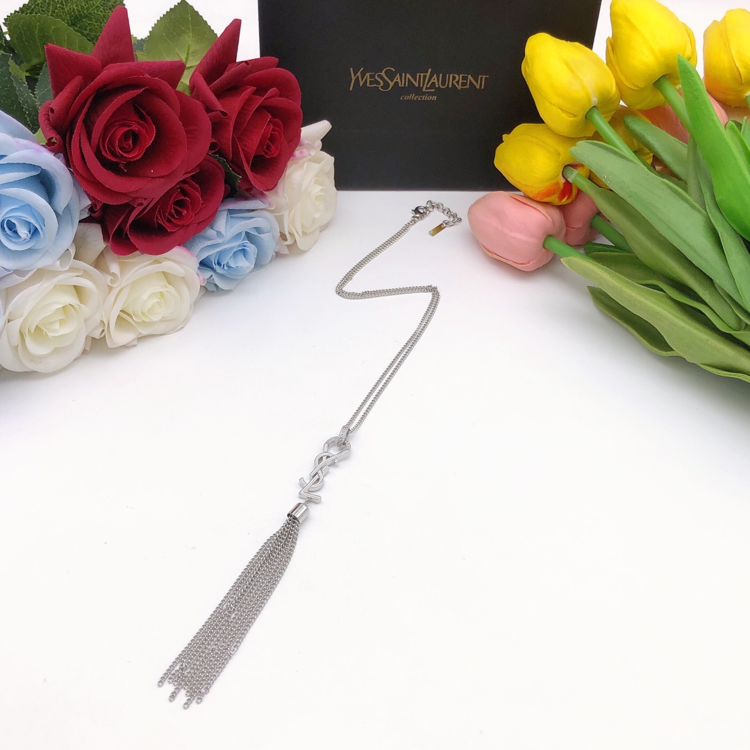 Saint Laurent YSL monogrammed tassel necklace