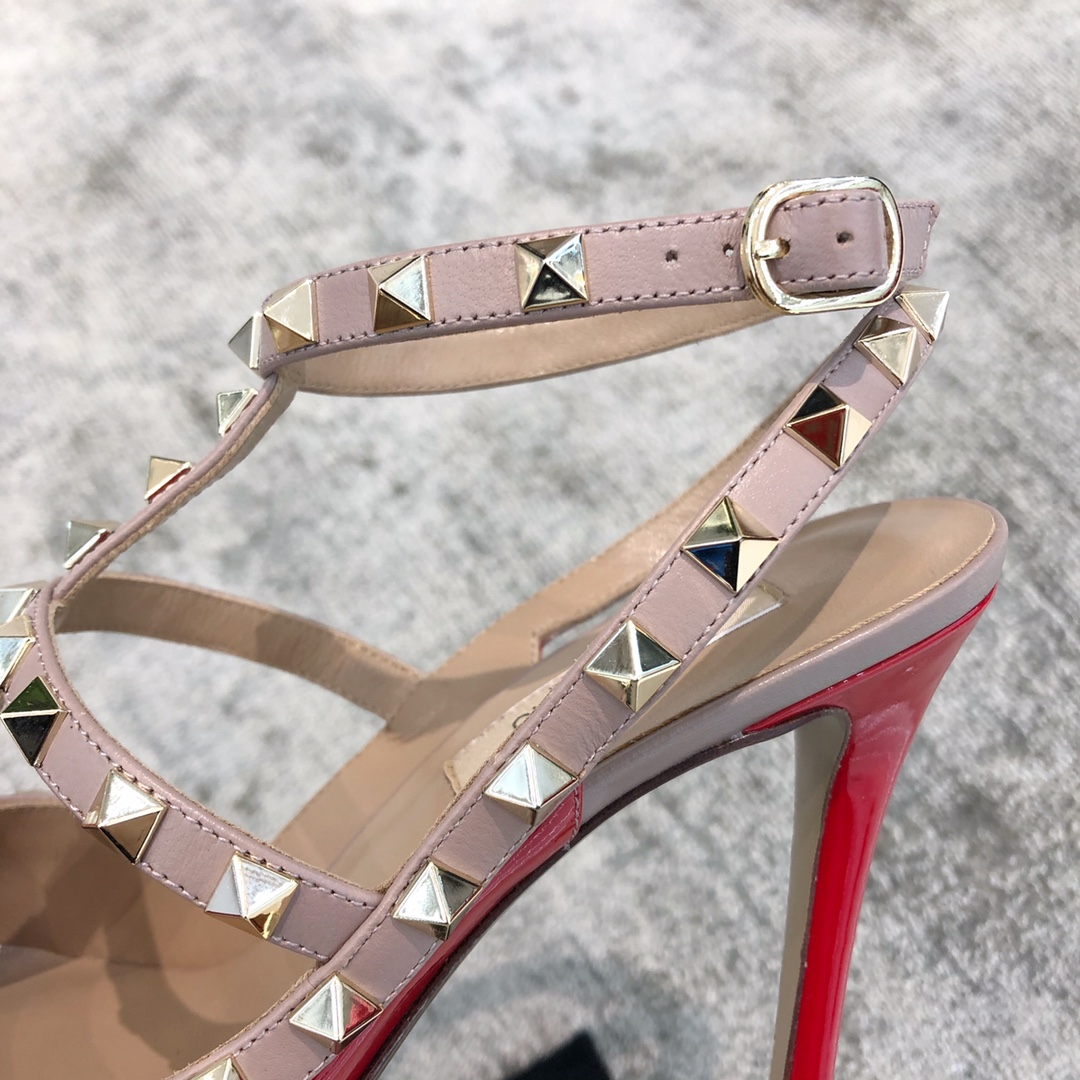 Valentino VT Collection Two Strap Mid Heel 10cm Patent Leather Red