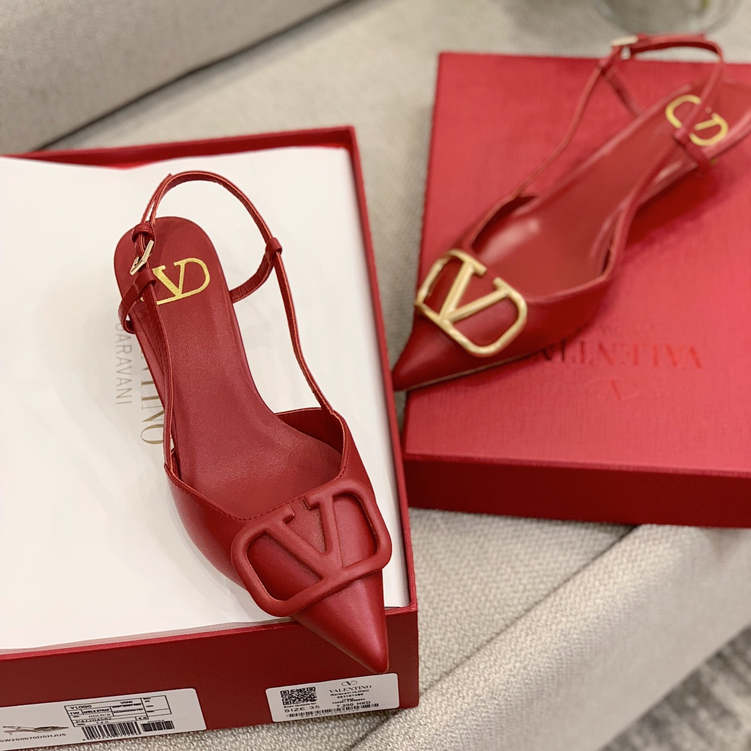 【Valentino】Valentino highest version of kitten heel sandals custom original top calfskin