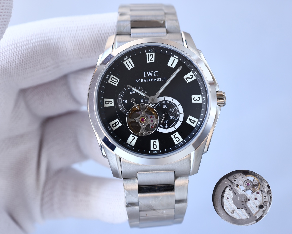 IWC- Built-in Japanese original 82s7 movement Sapphire scratch-resistant mirror 316 steel case Imported calfskin strap