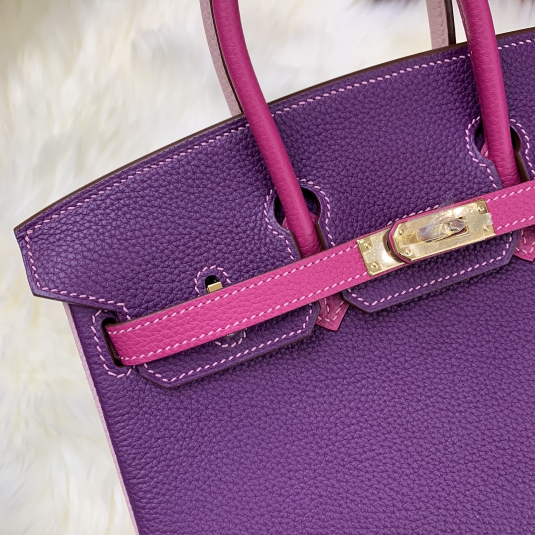 Birkin 25cm togo leather Anemone purple ➕ Rose red ➕ 3Q pink Gold buckle