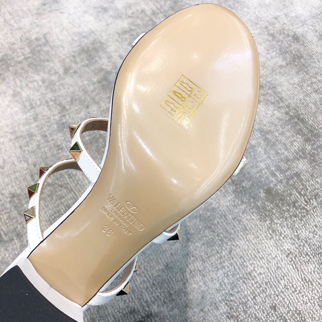 Valentino VT Collection Triple Strap Chunky Heel 6cm White