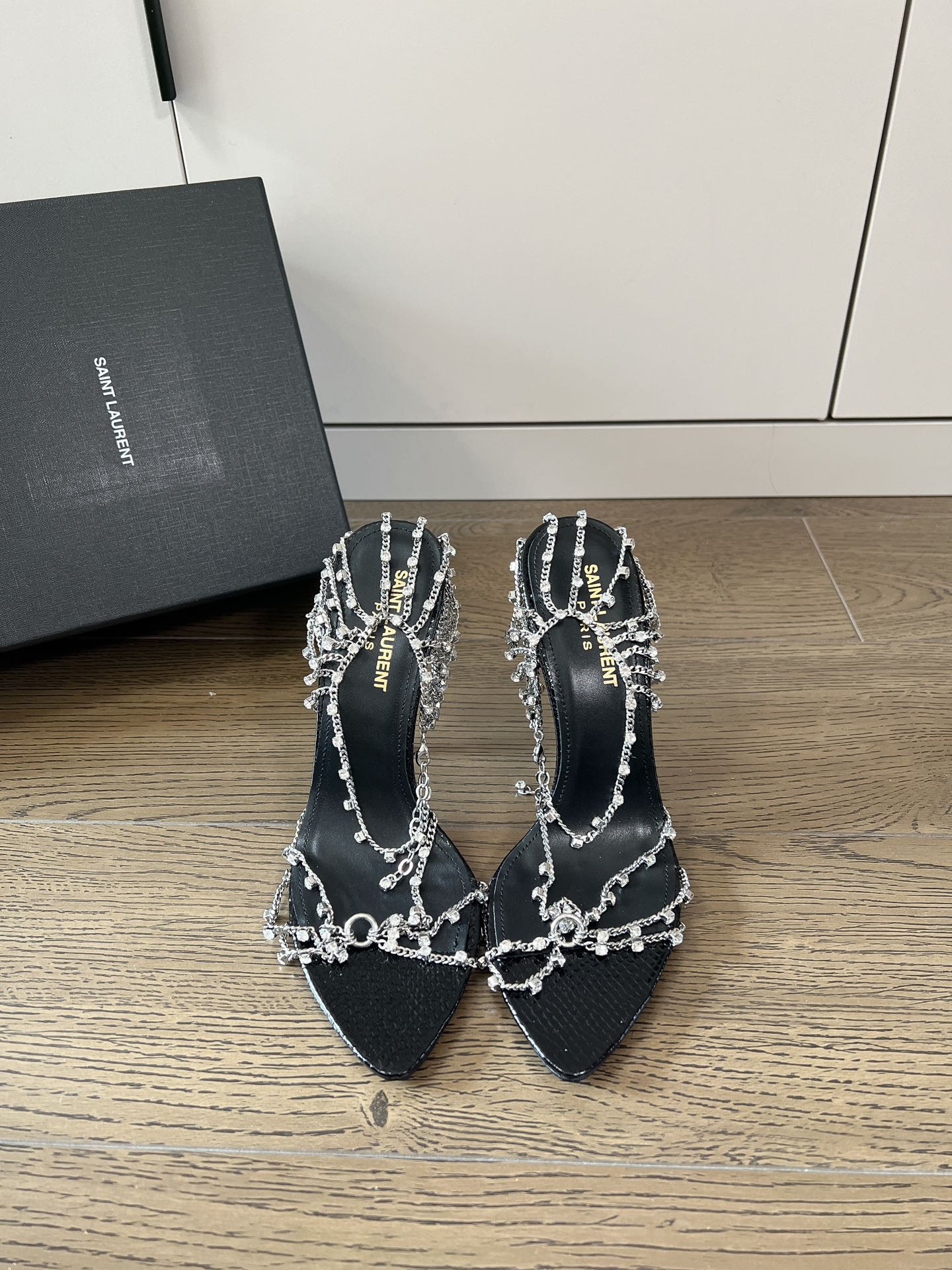 𝙎𝙖𝙞𝙣𝙩 𝙇𝙖𝙪𝙧𝙚𝙣𝙩 | 𝟐𝟎𝟐𝟐/𝐒𝐒 𝐧𝐞𝐰 YSL｜Saint Laurent new metal chain high heels luxury metal rhinestone buckle