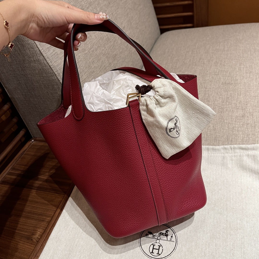 picotin18, K1 garnet red, handmade, French TC leather