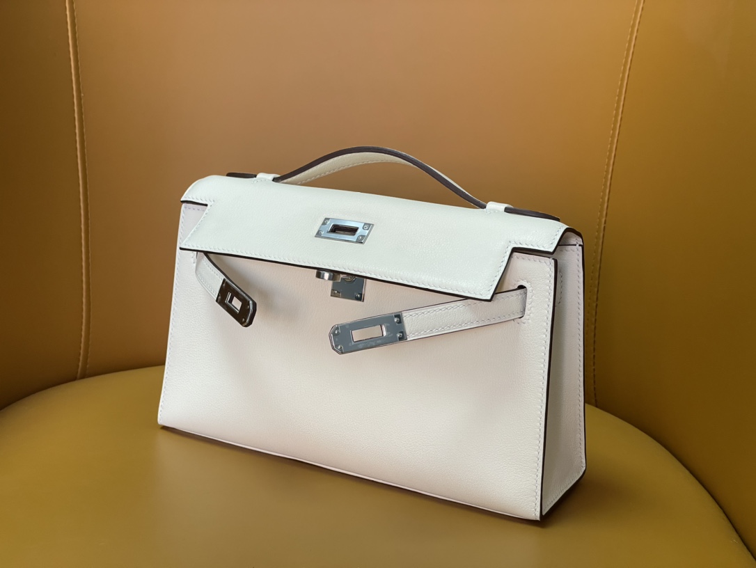 Mini kelly a generation cream white swift silver buckle