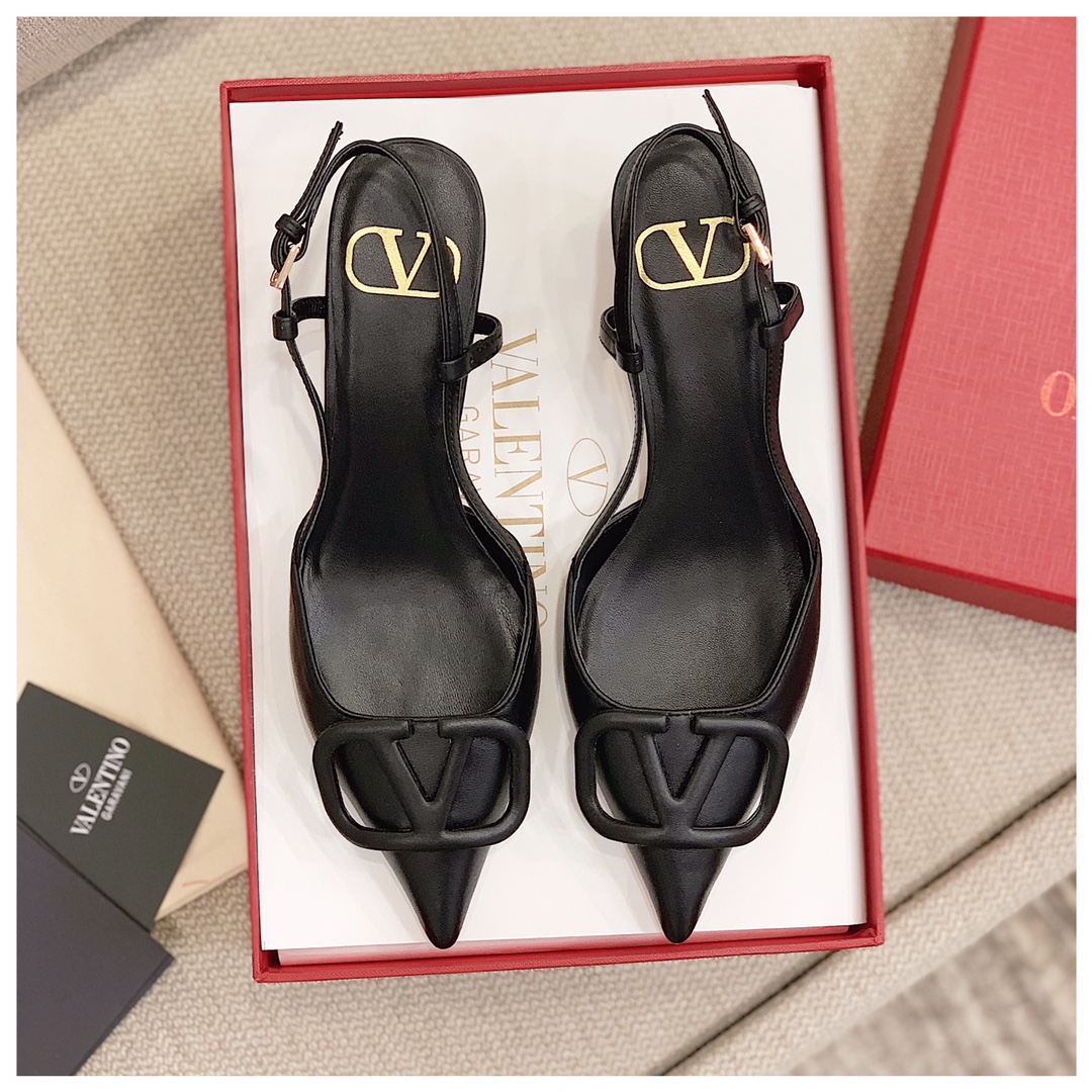 【Valentino】Valentino highest version of kitten heel sandals custom original top calfskin