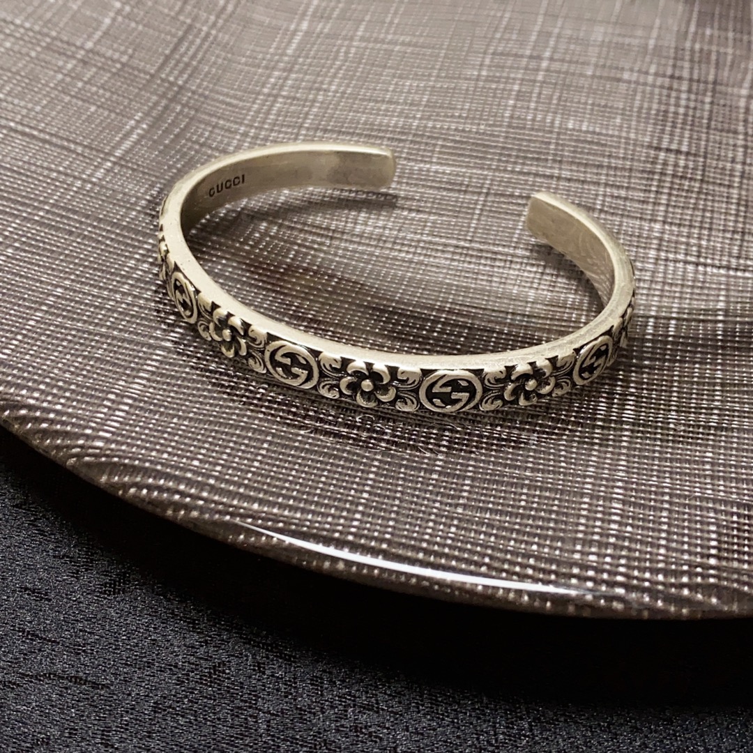 𝐆𝐮𝐜𝐜𝐢 Double G retro old silver bracelet