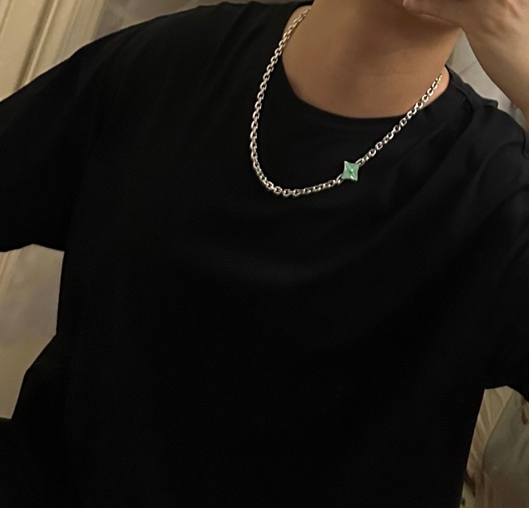 Louis Vuitton Rockabilly punk thai silver vintage silver necklace for couples with 60cm adjustable length