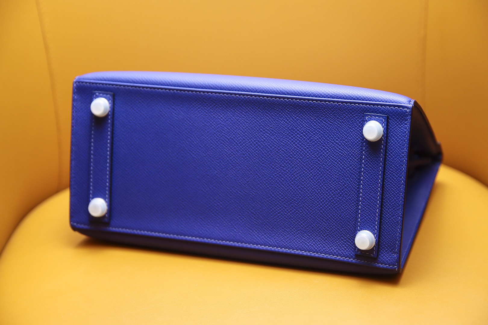 Birkin25 outer seam French blue EPSOM leather silver buckle