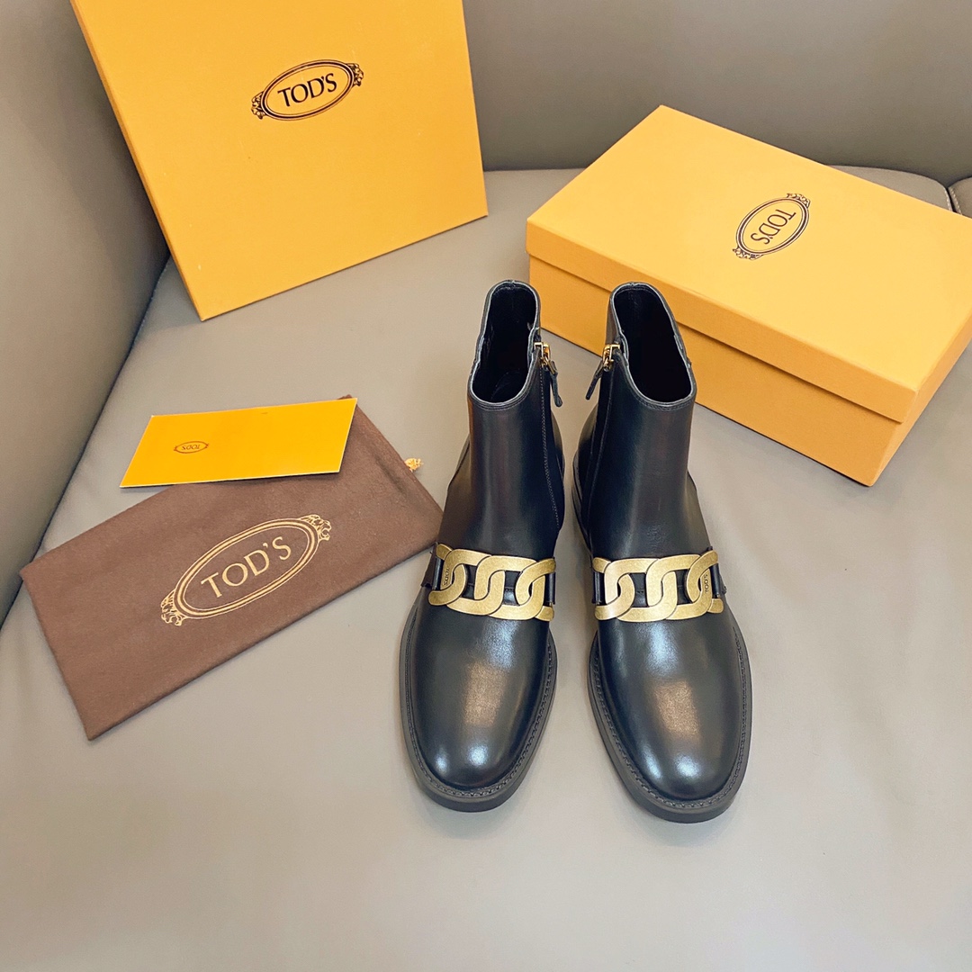 TOD'S 𝙏𝙊𝘿𝙎 Todds 2020 autumn and winter new short boots ✔️ metal buckle short boots import open edge bead cowhide